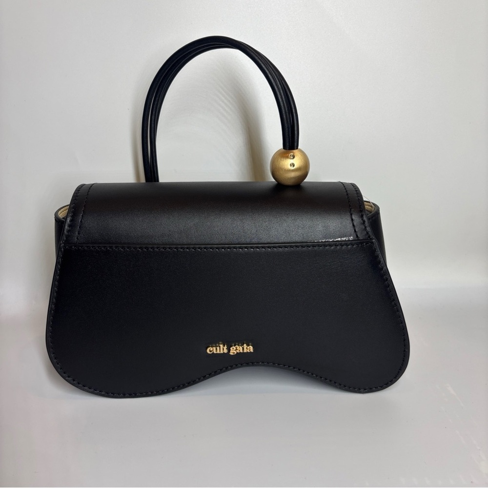Cult Gaia Kazia Crossbody in Black – NWT Sculptural Leather + Gold Orbs - Picture 6 of 9